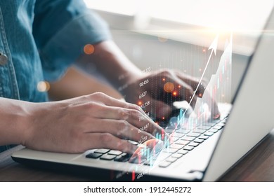 Business People Analyze Financial Data Chart Trading Forex, Investing In Stock Markets, Funds And Digital Assets, Business Finance Technology And Investment Concept, Business Finance Background.