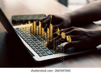 Business people analyze financial data chart trading forex  investing in stock markets  funds   digital assets  Business finance technology   investment concept  Business finance background 