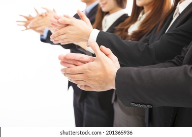 business people applauding on isolated white background