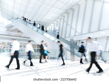 Business People in Asia, Hong Kong. Tilt shift lense with selective focus. Blurred motion.