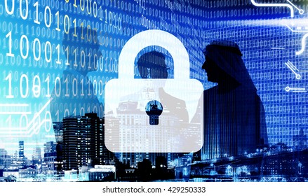 Business People Binary Code Lock Security Concept