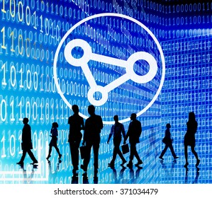 Business People Binary Code Sharing Technology Concept