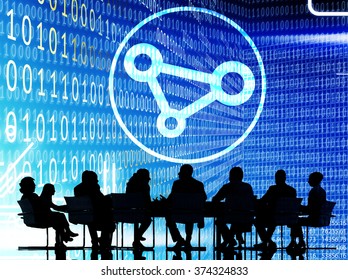 Business People Binary Code Sharing Technology Concept