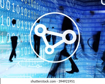 Business People Binary Code Sharing Technology Concept