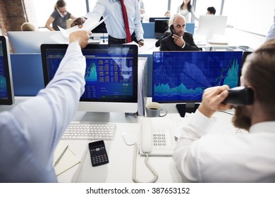 Business People Busy Stock Trading Research Concept