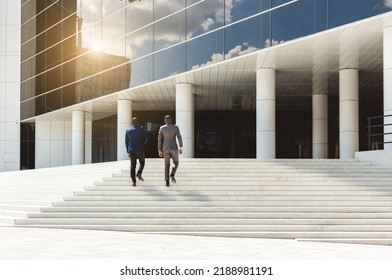 Business people climb the stairs of the city stairs. Close-up of the impersonal legs rising up. Career growth and advancement. Increasing and improving skills. Salary increase