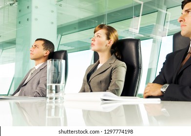 Business People Conference Room Watching Presentation Stock Photo