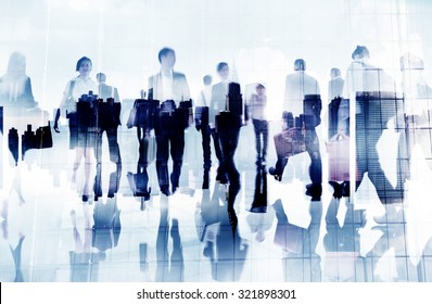 Business People Corporate Commuter Walking City Concept