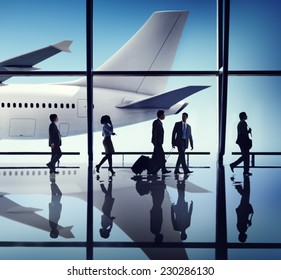 Business People Corporate Travel Airport Concept