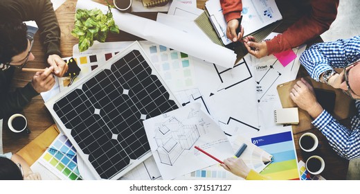 Business People Discussion Solar Power Energy Concept