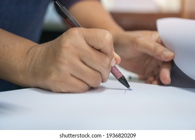 Business People Executive Signing On Official Document Paperwork Files Contract On Office Table For Approval Management Of Responsible, Signature Meeting For Startup Concept