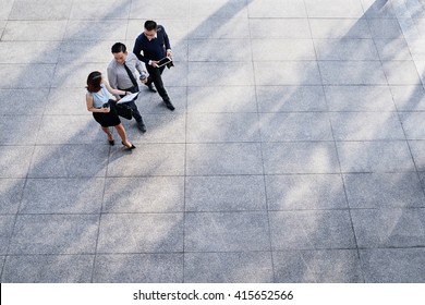 Business People Going To Work In The Morning, View From Above