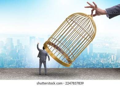 Business people and golden cage concept