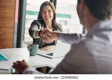 Business people, handshake and welcome for tech meeting, partnership deal and employee collaboration. Hello, thank you and corporate workers shaking hands for teamwork, onboarding or b2b interview