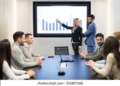 Business People Having Conference Meeting At Board Room