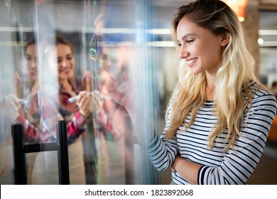 Business People Having Fun And Chatting At Workplace Office