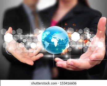 Business People Holding World