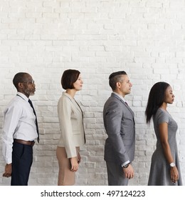 Business People Line Up Waiting Standing Concept