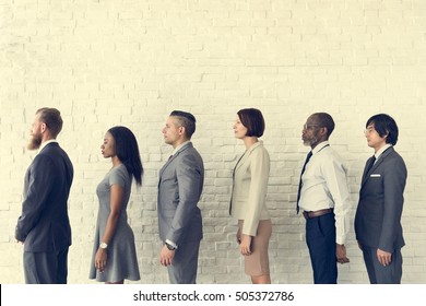 Business People Line Up Waiting Standing Concept