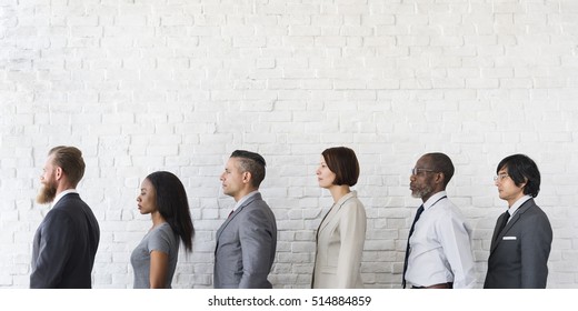 Business People Line Up Waiting Standing Concept