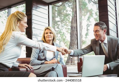 Business people making a deal at a meeting in the office