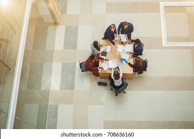 Business People Meeting Conference Discussion Corporate Concept. High Angle View