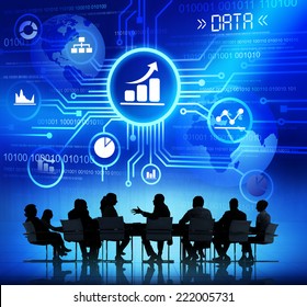 Business People In A Meeting And Data Concepts