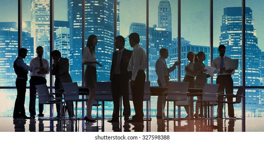 Business People Meeting Discussion Cityscape Concept - Shutterstock ID 327598388