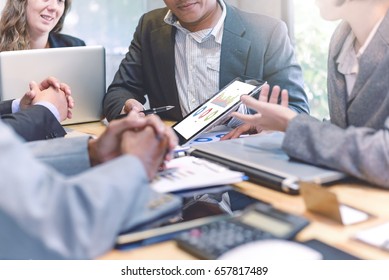 Business people meeting good teamwork in office.Teamwork successful Meeting Workplace strategy Concept.