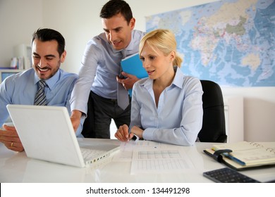 Business People Meeting In Office With Laptop