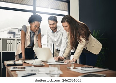 Business, people and meeting on laptop in office, email and typing for discussion on research, ideas and planning from training. Woman, manager and networking with collaboration for project support - Powered by Shutterstock - Get 15% off with code: PIKWIZARD15