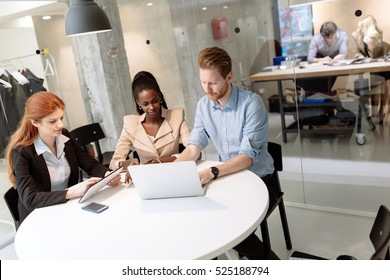 Business People Meeting At  Round Table And Brainstorming