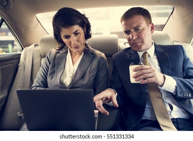 Business People Meeting Working Car Inside