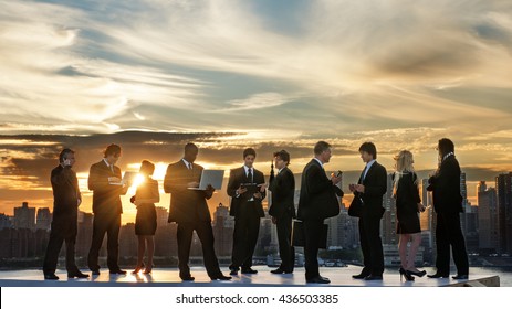 Business People New York Outdoor Meeting Silhouette Concept