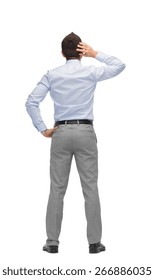 Business, People, Rear View And Office Concept - Businessman Scratching His Head From Back