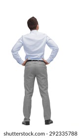 Business, People, Rear View And Office Concept - Businessman Looking Up From Back