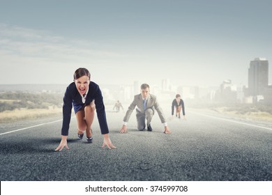Business People Running Race