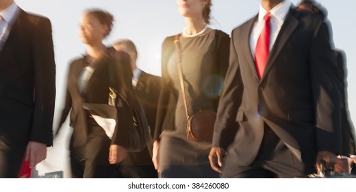 Business People Rush Hour Commuter Walking Concept