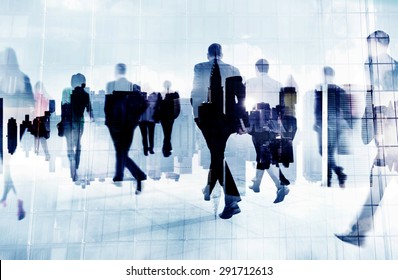 Business People Rush Hour Walking Commuting City Concept