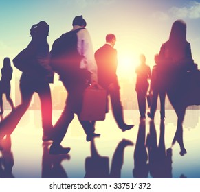 Business People Rush Hour Walking Commuting Stock Photo 337514372 ...