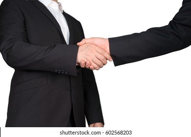 Business People Shack Hands On White Background