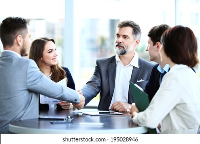 Business People Shaking Hands, Finishing Up A Meeting 