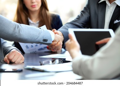 Business People Shaking Hands, Finishing Up A Meeting 