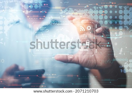 business people show cloud computing business storage system Business network via wireless Internet. CloudTechnology concept.
