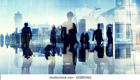 Business People Silhouette Cabin Crew Airport Professional Occupation