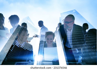 Business People Silhouette Transparent Building Concept