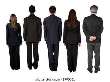 Business People Standing With Their Backs Facing The Camera