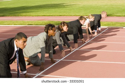 Business People At Starting Line