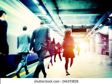 Business People Subway Station Commuter Travel Concept