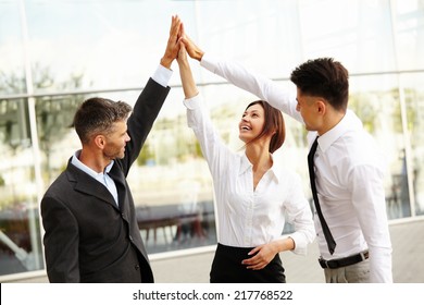 Business People. Successful Team Celebrating A Deal